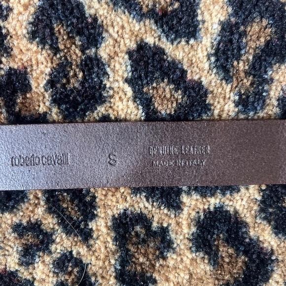 Roberto cavalli extra long brown leather belt with large buckle S main image 4